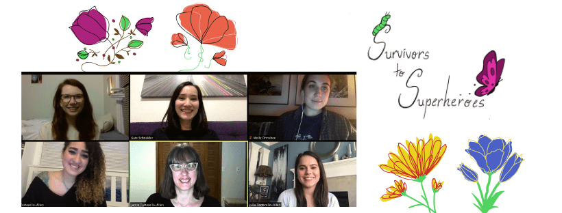 Photo of the Survivors to Superheros team with drawings of flowers